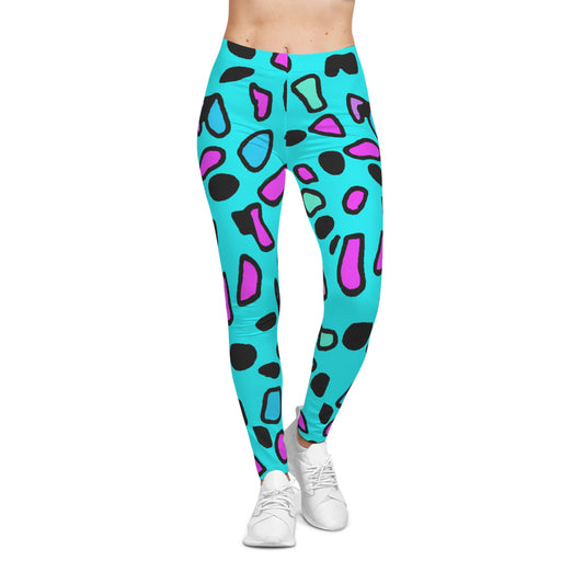 Turquoise Leopard - AI Art - Women's Casual Leggings (AOP)