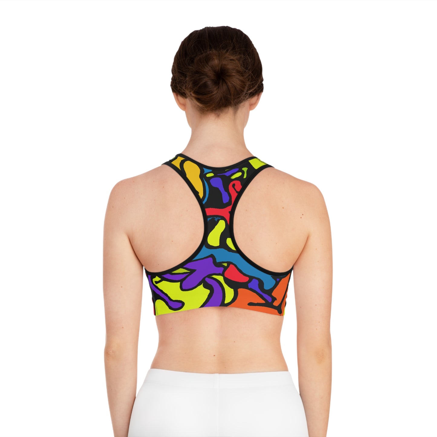 Cartoon Style Finger Paint - AI Art - Sports Bra (AOP)