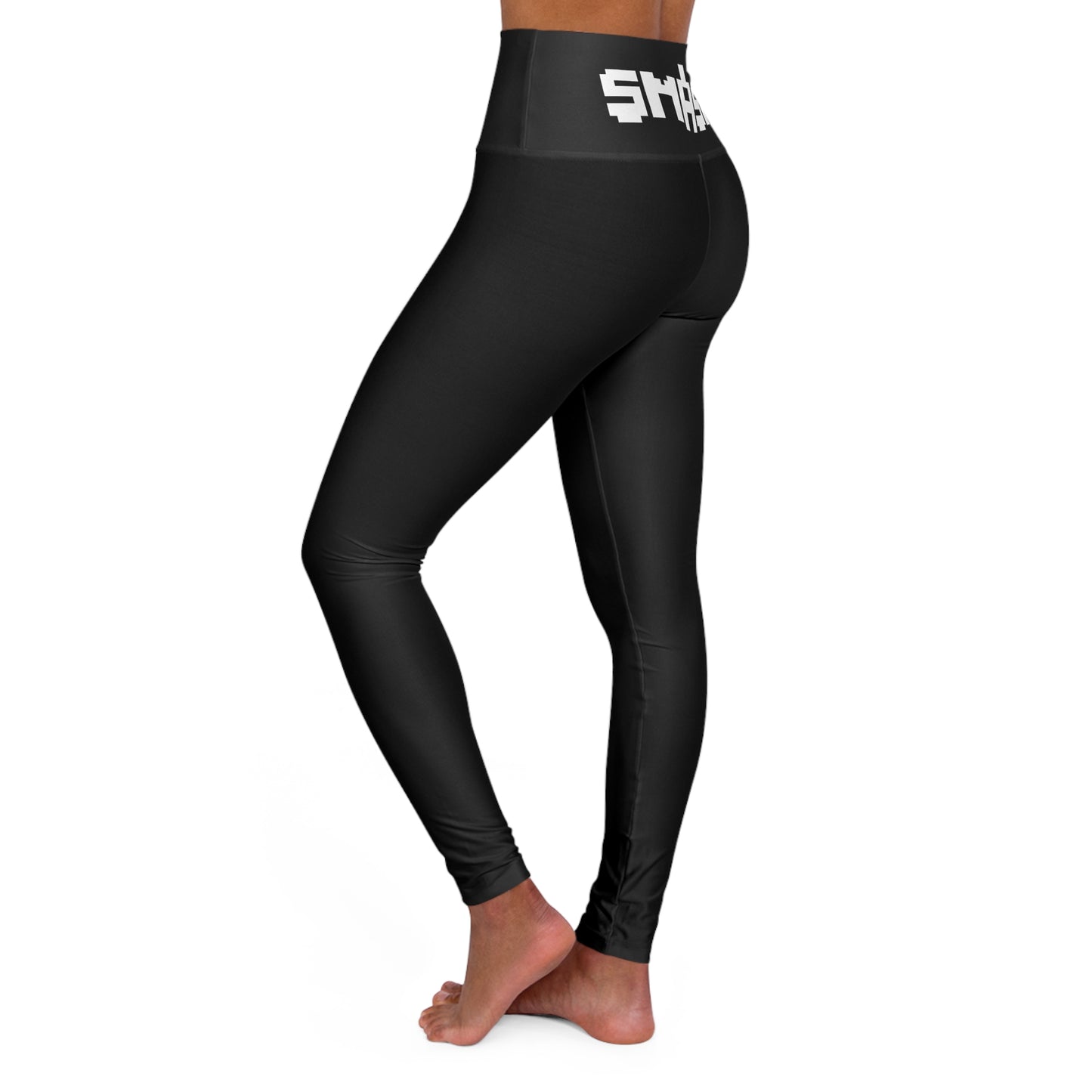 SMASH 8-bit Logo - AI Art - High Waisted Yoga Leggings