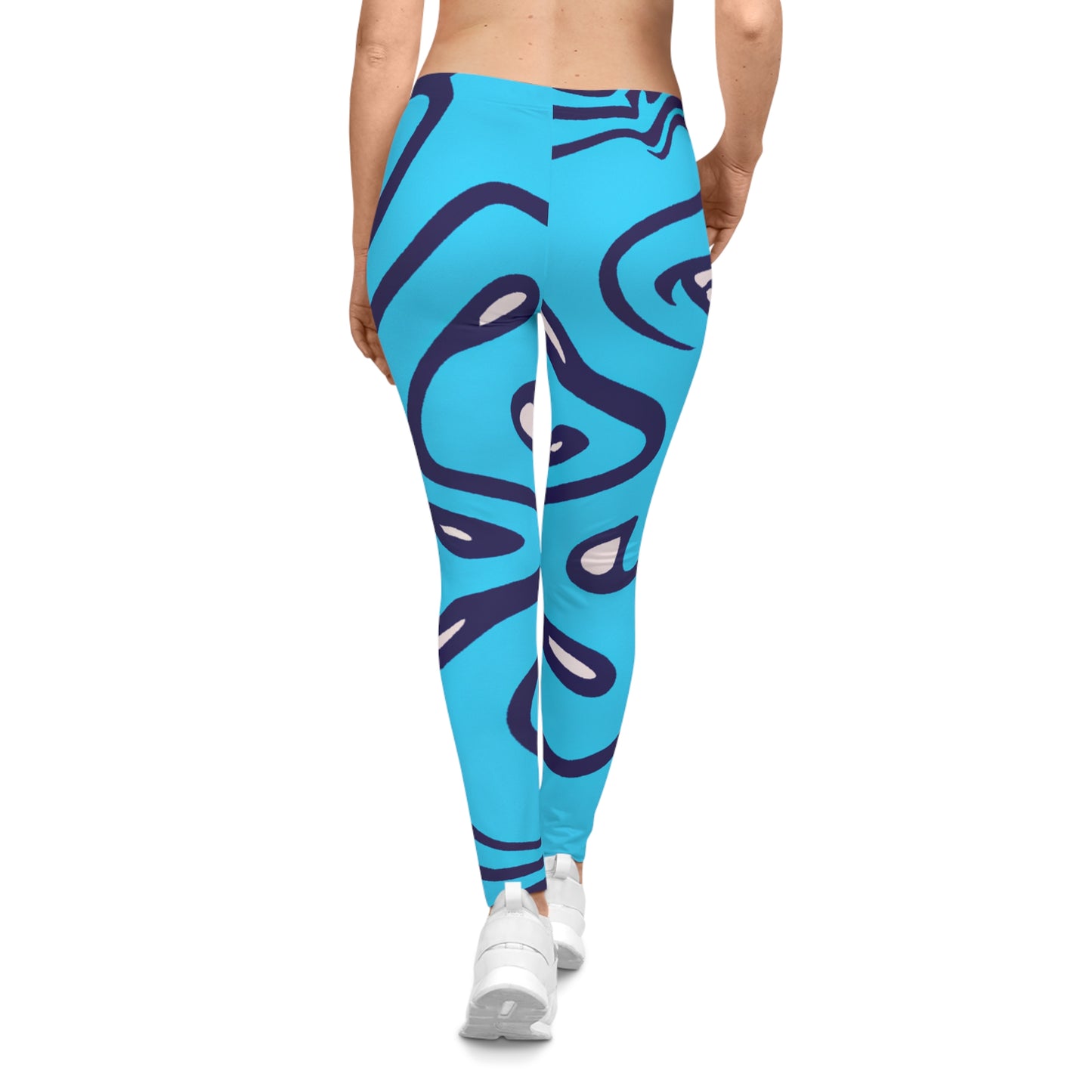 Aqua Swirl - AI Art - Women's Casual Leggings (AOP)