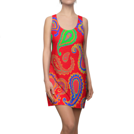 Paisley Flourescent Paint - AI Art - Racerback Dress