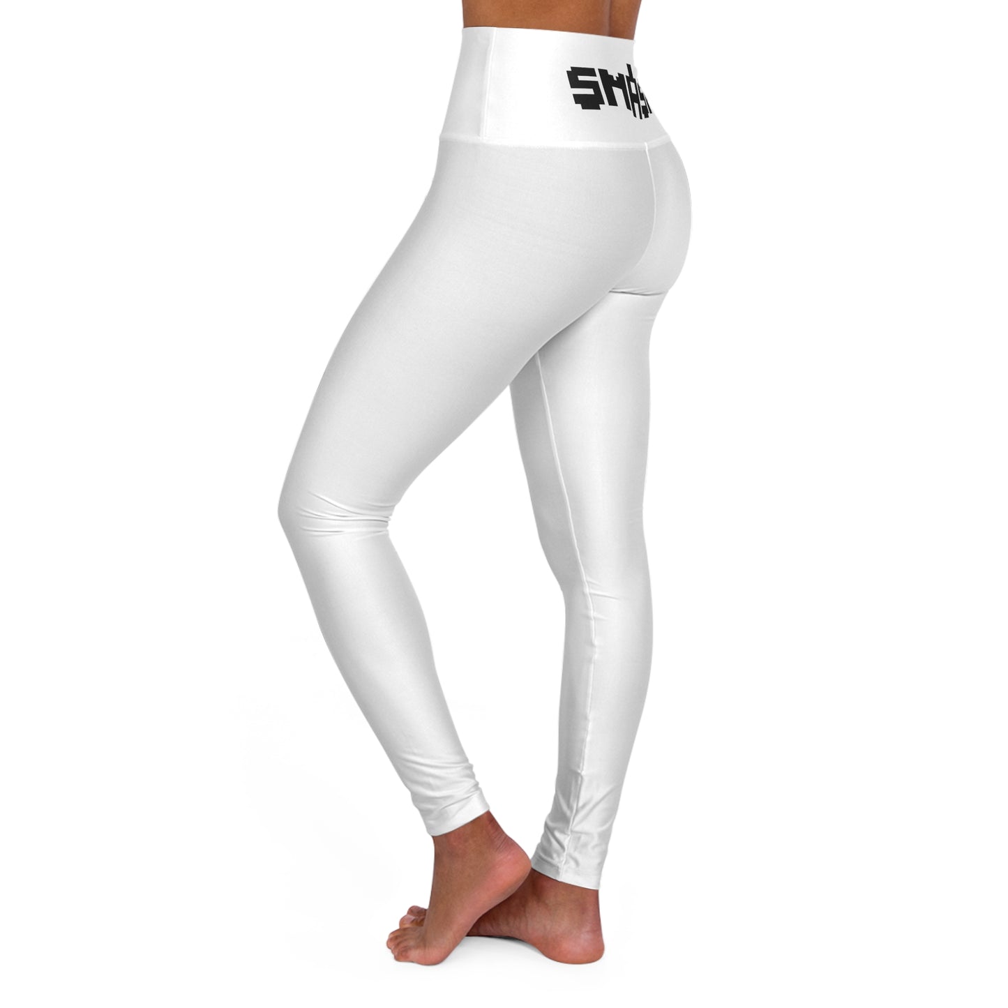 SMASH 8-bit Logo - AI Art - High Waisted Yoga Leggings