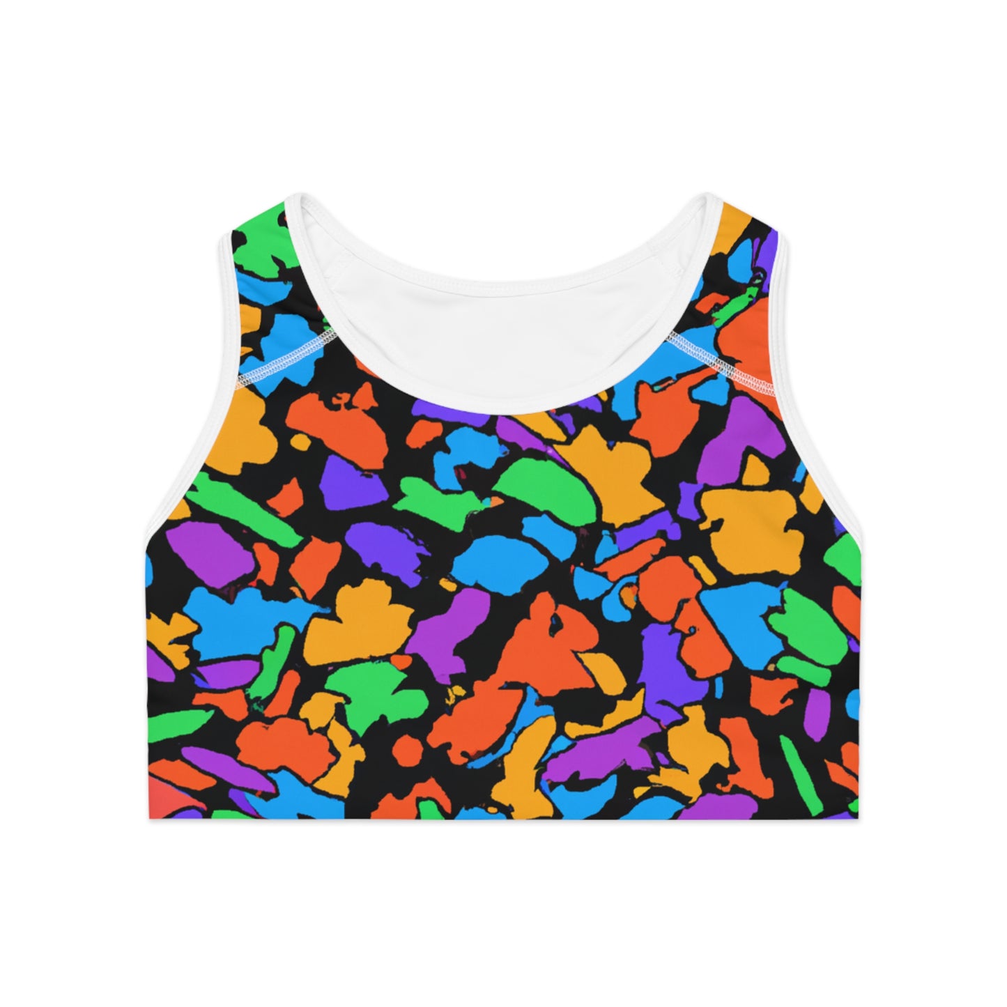 Cartoon Multi-Color Rubber Mulch - AI Art - Sports Bra (AOP)