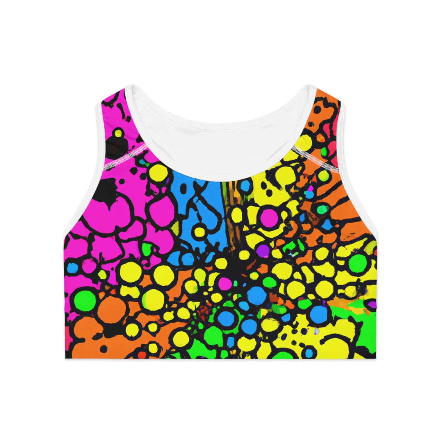 Cartoon Acrylic Crayon - AI Art - Sports Bra - Made in USA