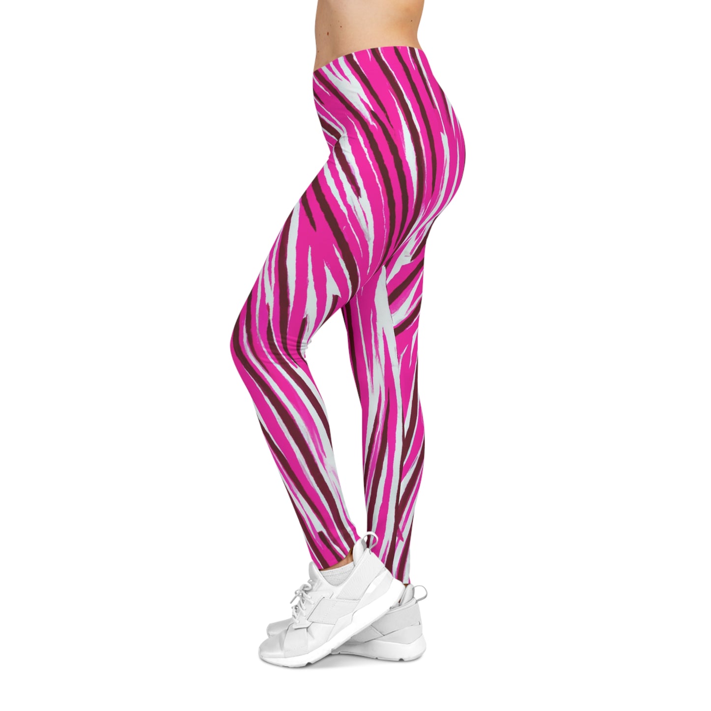 Hot Pink Streaks - AI Art - Women's Casual Leggings (AOP)