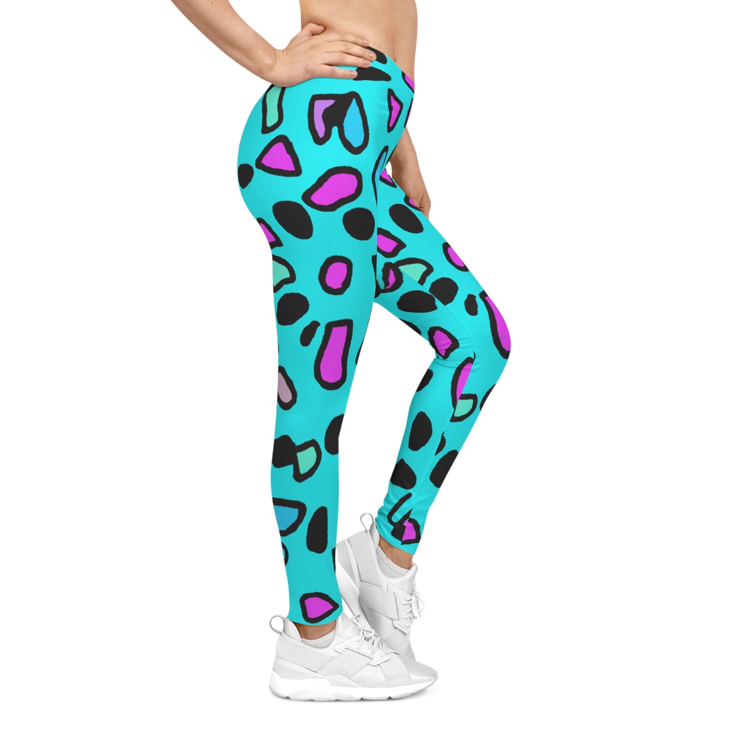 Turquoise Leopard - AI Art - Women's Casual Leggings (AOP)