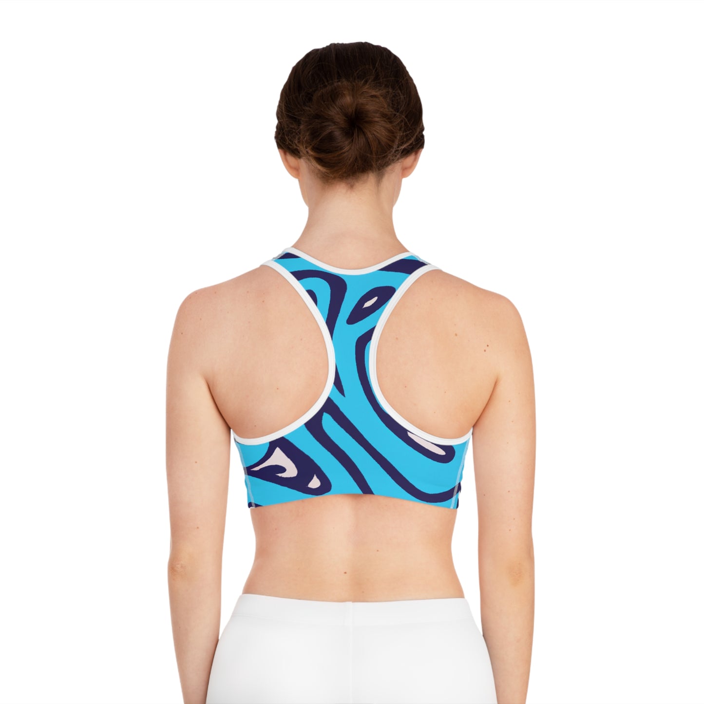 Aqua Swirl - AI Art - Sports Bra (AOP)