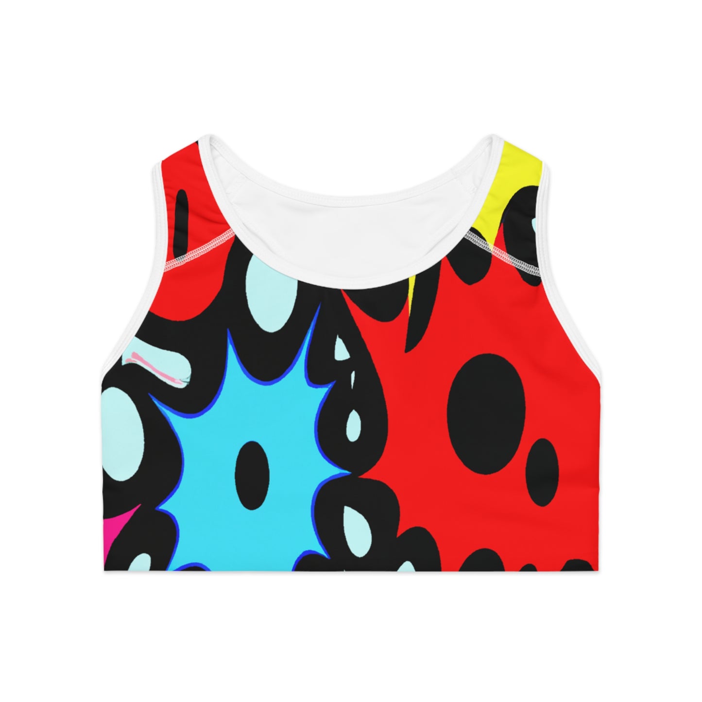 Blue & Red Cartoon Saw Blades - AI Art - Sports Bra (AOP)