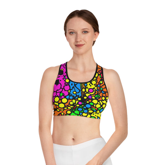 Cartoon Acrylic Crayon - AI Art - Sports Bra - Made in USA