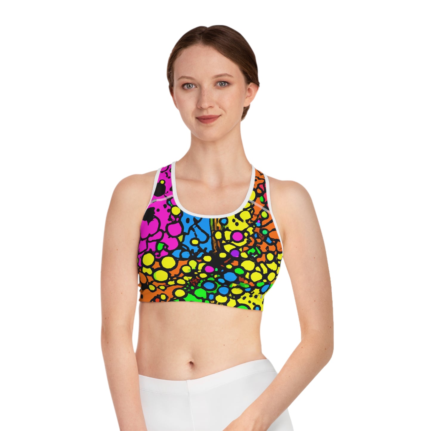 Cartoon Acrylic Crayon - AI Art - Sports Bra - Made in USA