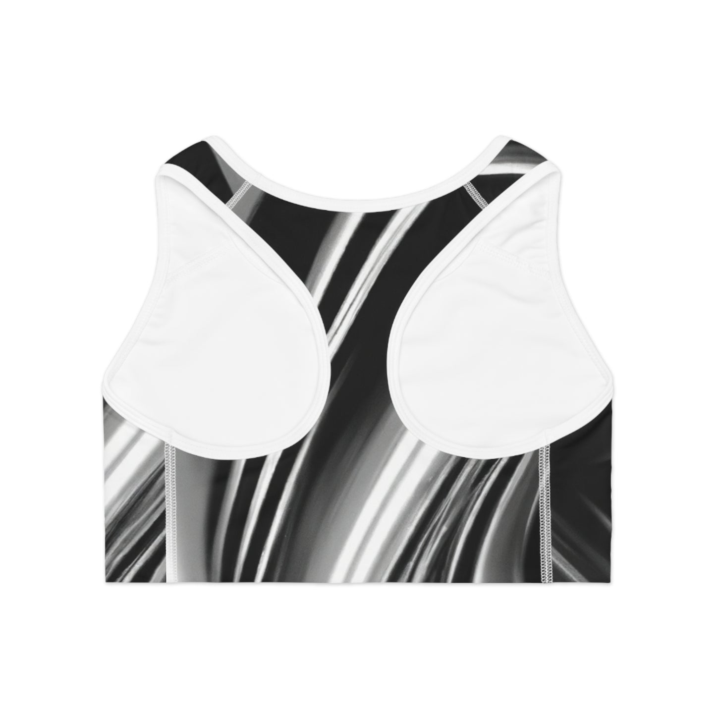 Black & White TV Noise - AI Art - Sports Bra - Made in USA