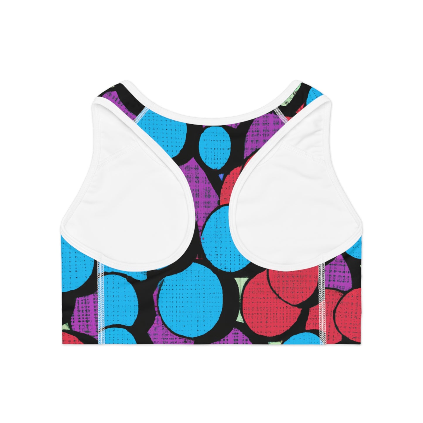 Blue & Red Comic Style Polka Dots - AI Art - Sports Bra (AOP)