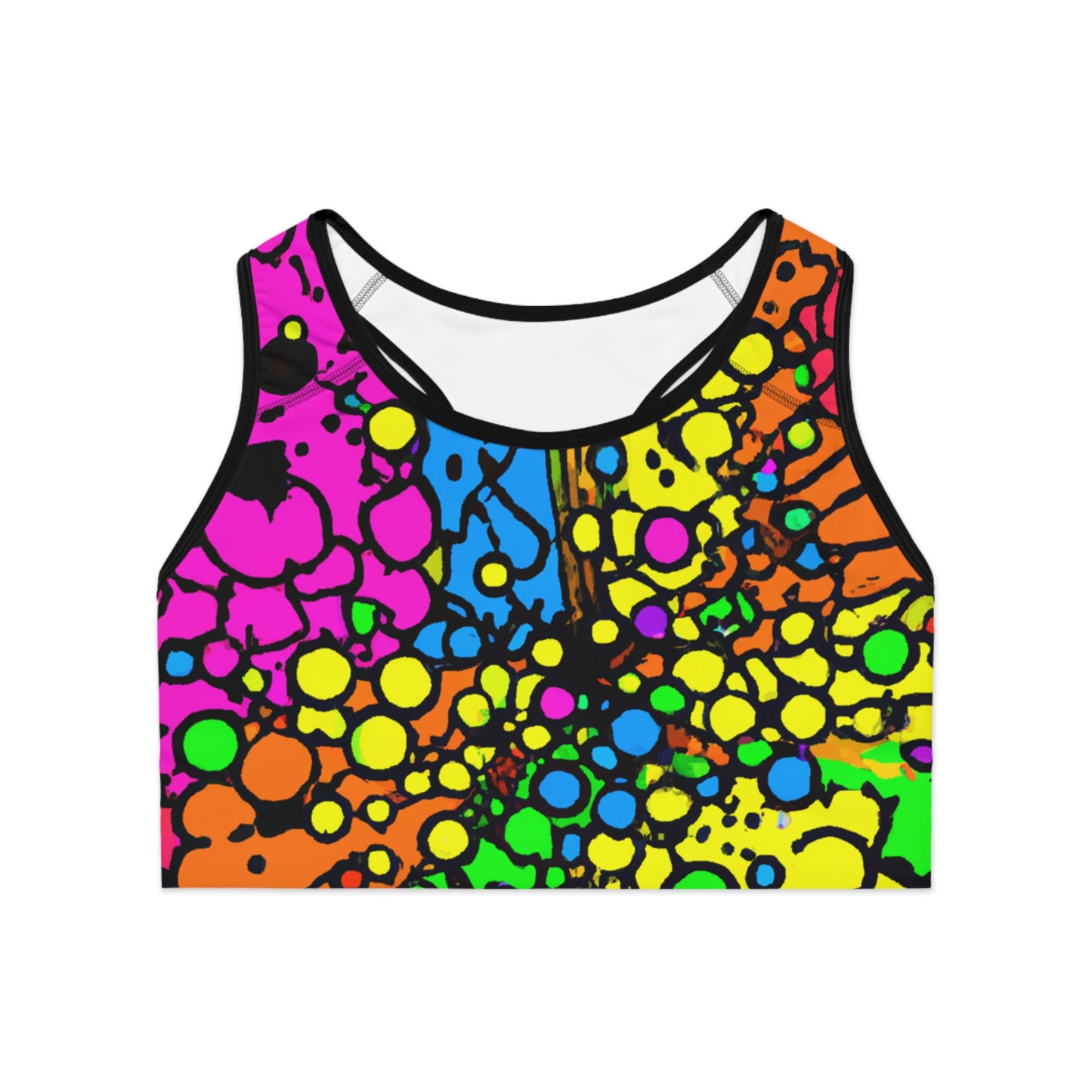 Cartoon Acrylic Crayon - AI Art - Sports Bra - Made in USA