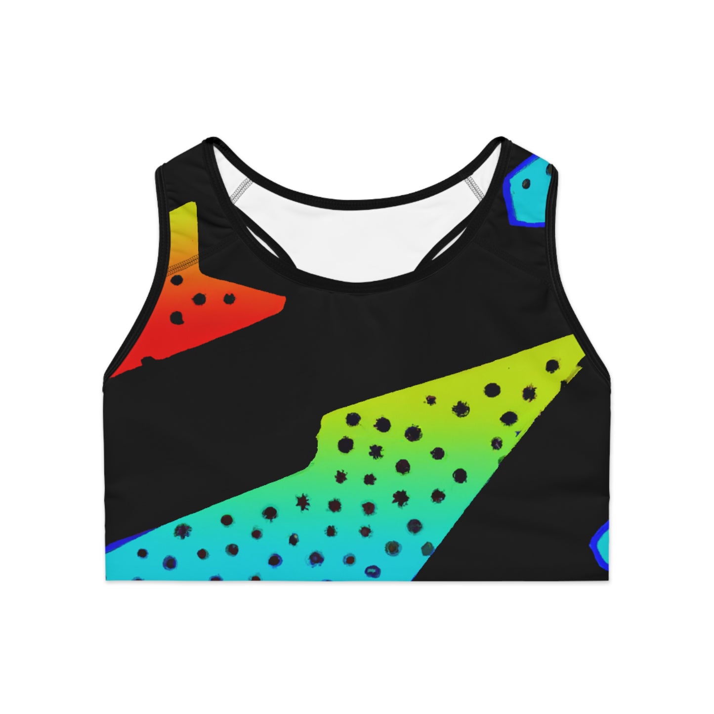 RGB Neon Comic Style w/ Polka Dots - AI Art - Sports Bra (AOP)