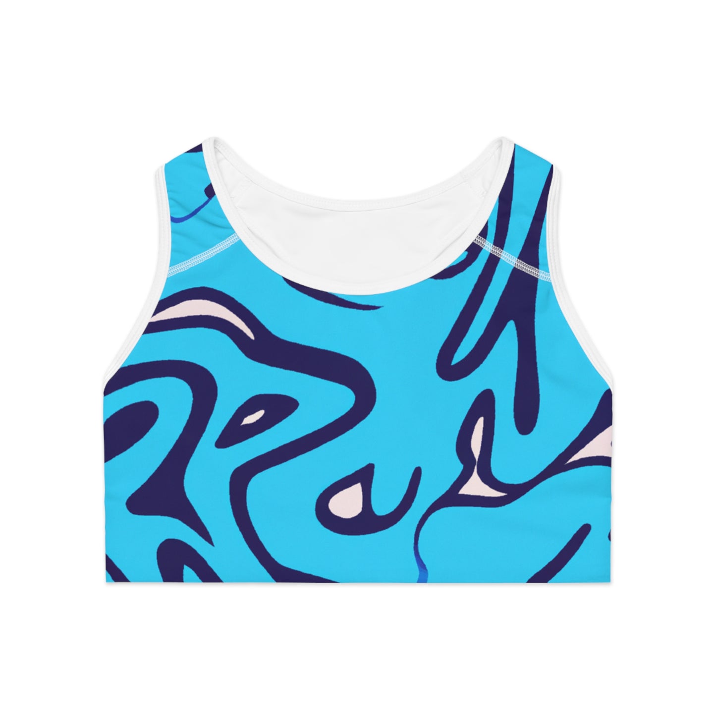 Aqua Swirl - AI Art - Sports Bra (AOP)