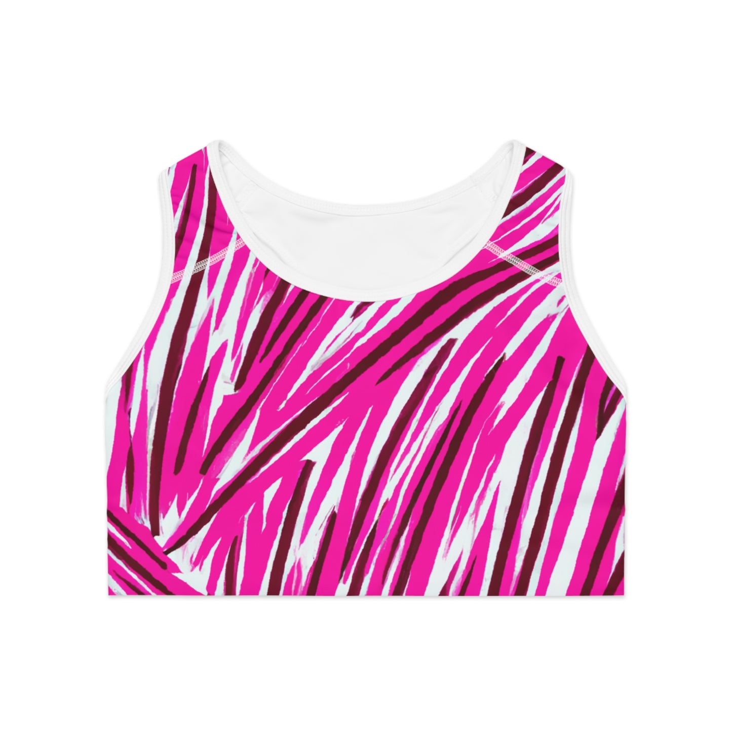 Hot Pink Streaks - AI Art - Sports Bra (AOP)