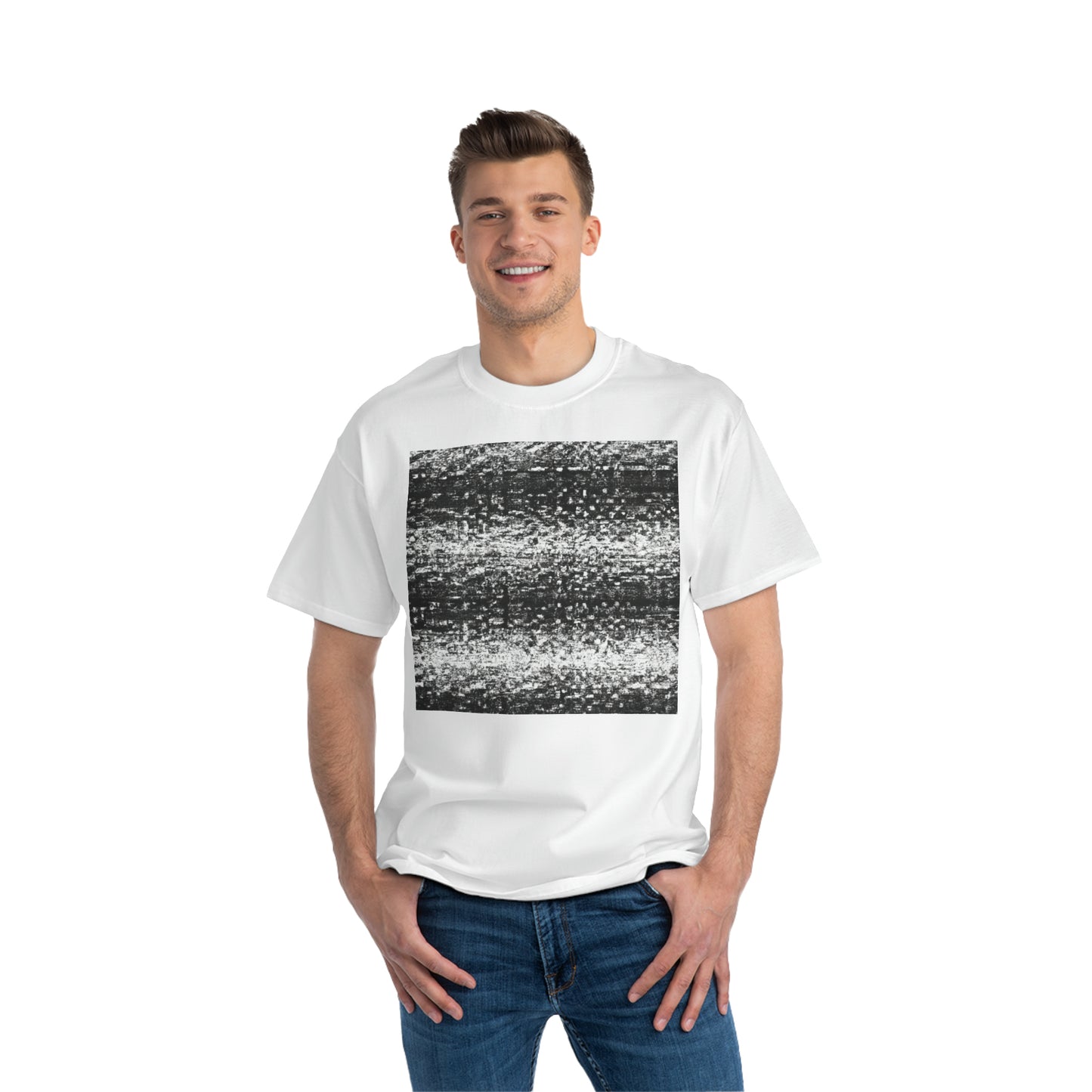 Old School TV Static - AI Art - Beefy-T®  Short-Sleeve T-Shirt (Sizes S-6XL, Choose from Black, White, & Grey Shirt Colors)