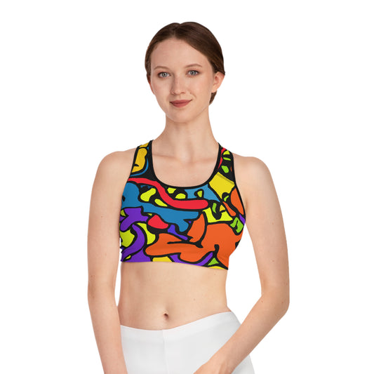 Cartoon Style Finger Paint - AI Art - Sports Bra (AOP)