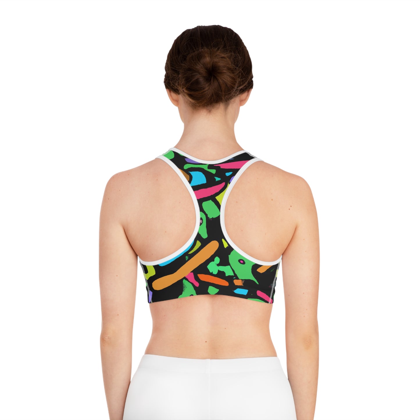 Green & Orange Comic Doodling - AI Art - Sports Bra (AOP)