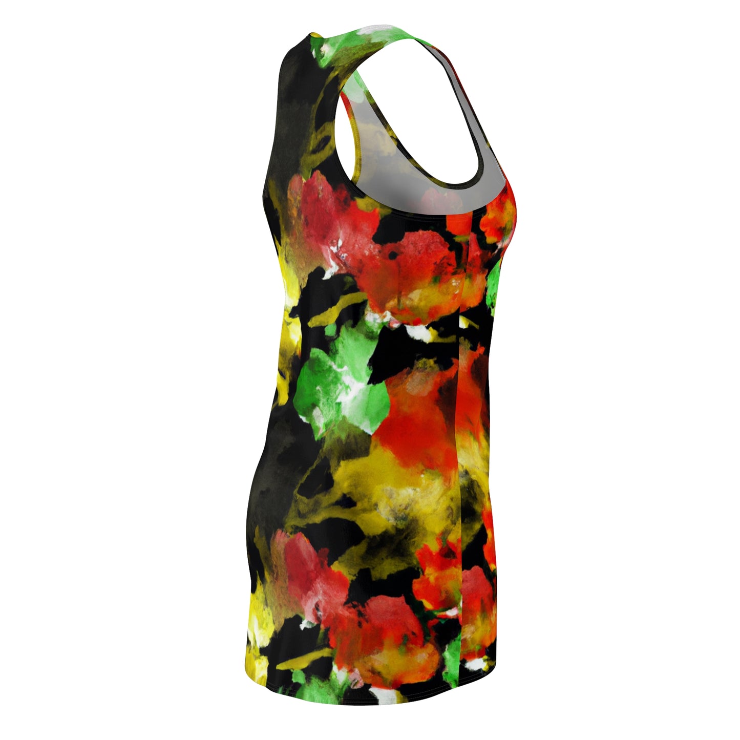 Floral Watercolor Black - AI Art - Women's Cut & Sew Racerback Dress