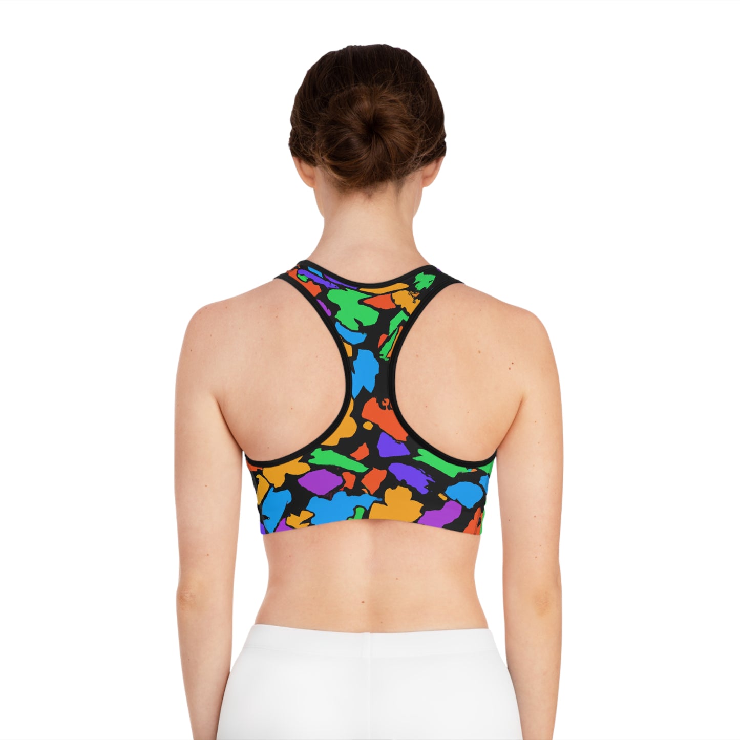 Cartoon Multi-Color Rubber Mulch - AI Art - Sports Bra (AOP)