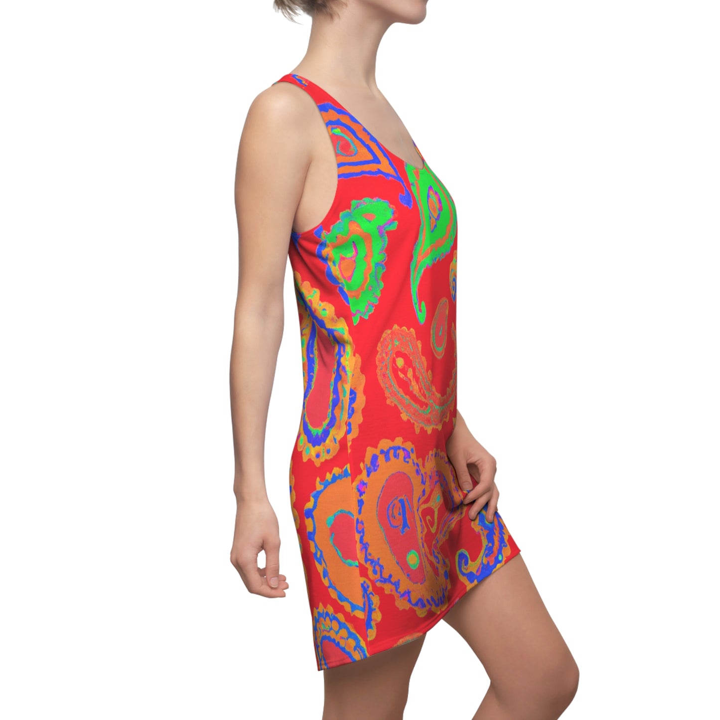 Paisley Flourescent Paint - AI Art - Racerback Dress