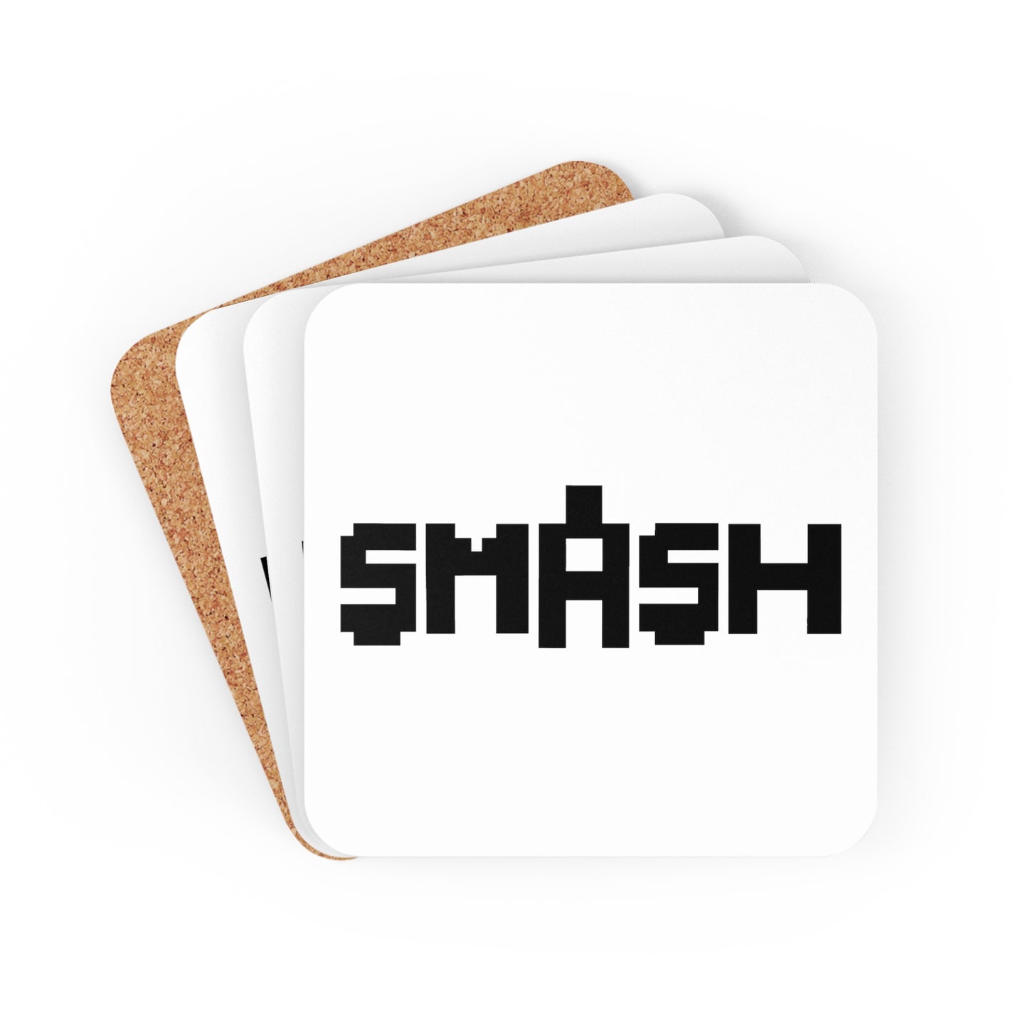 SMASH Logo 8-Bit - Corkwood Beverage Coaster Set of 4