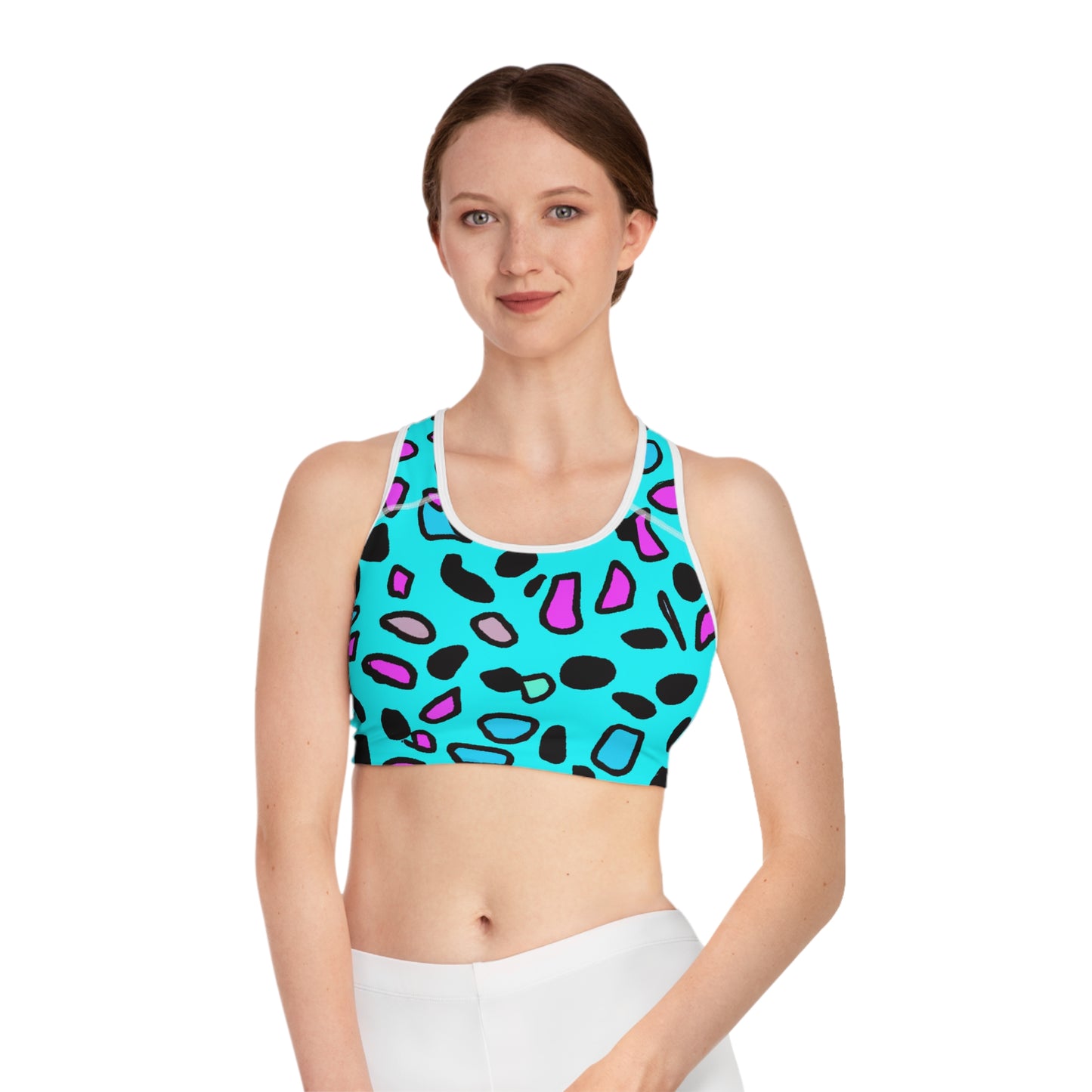 Turquoise Leopard - AI Art - Sports Bra (AOP)