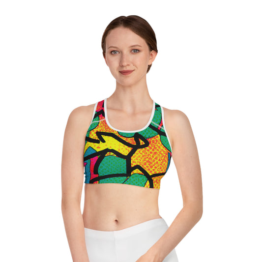 OG Comic Book Style Green-Yellow-Black-Etc - AI Art - Sports Bra (AOP)