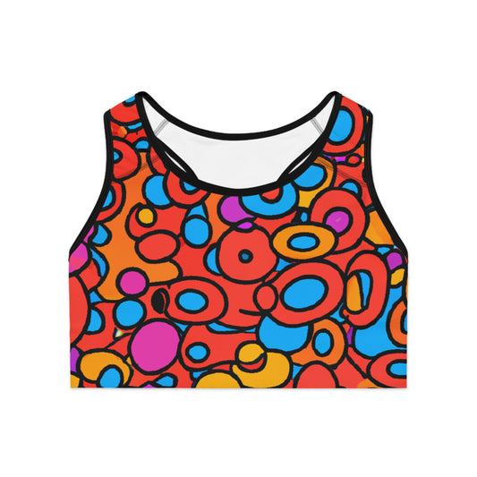 Cartoon Circles - AI Art - Sports Bra - Made in USA