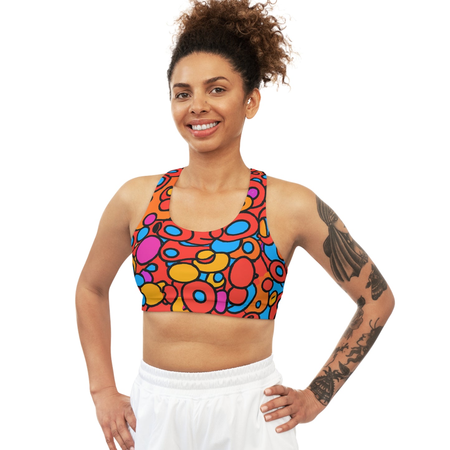 Fruity Gummi Rings - AI Art - Seamless Sports Bra