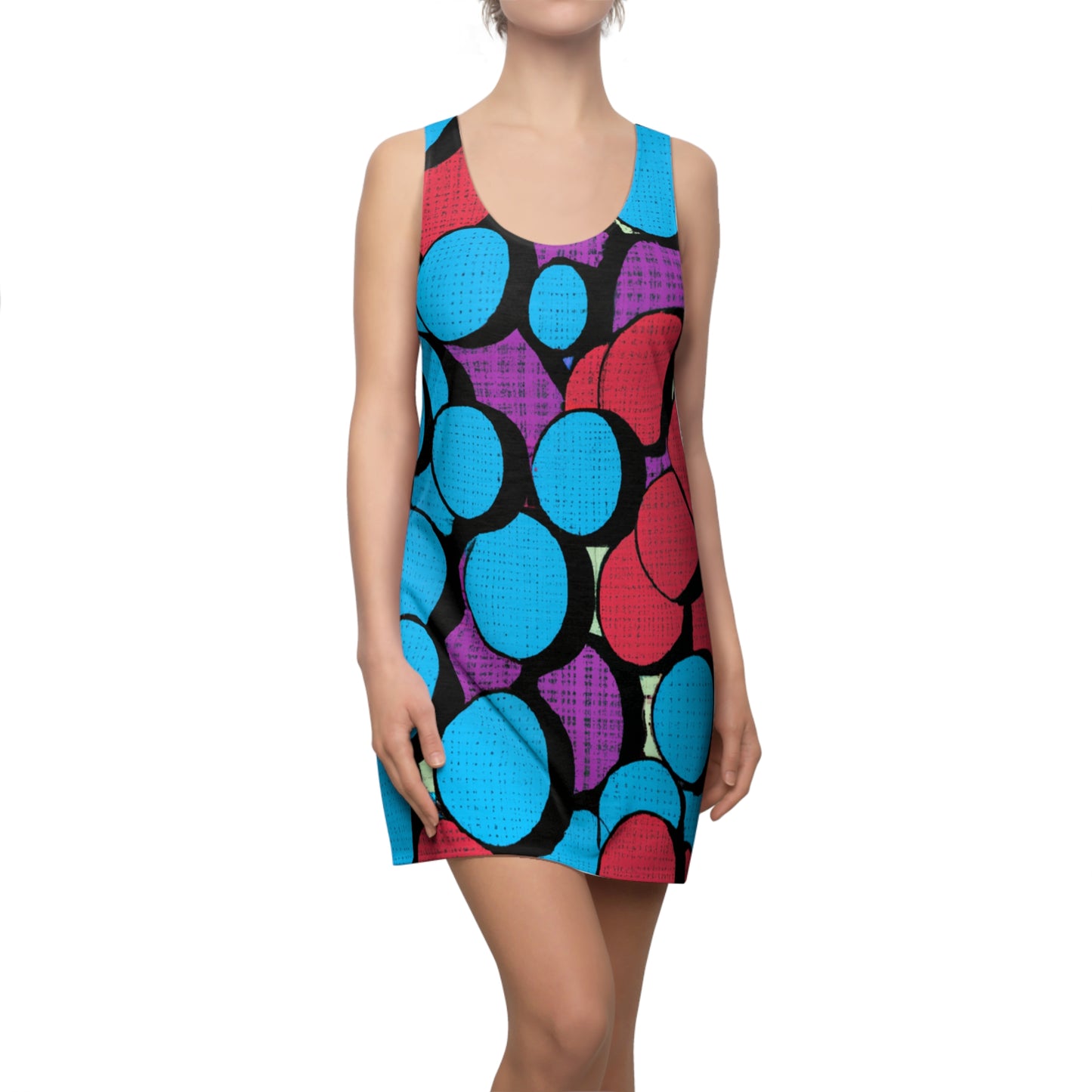 Cartoon Polka Dots RB - AI Art - Women's Cut & Sew Racerback Dress (AOP)