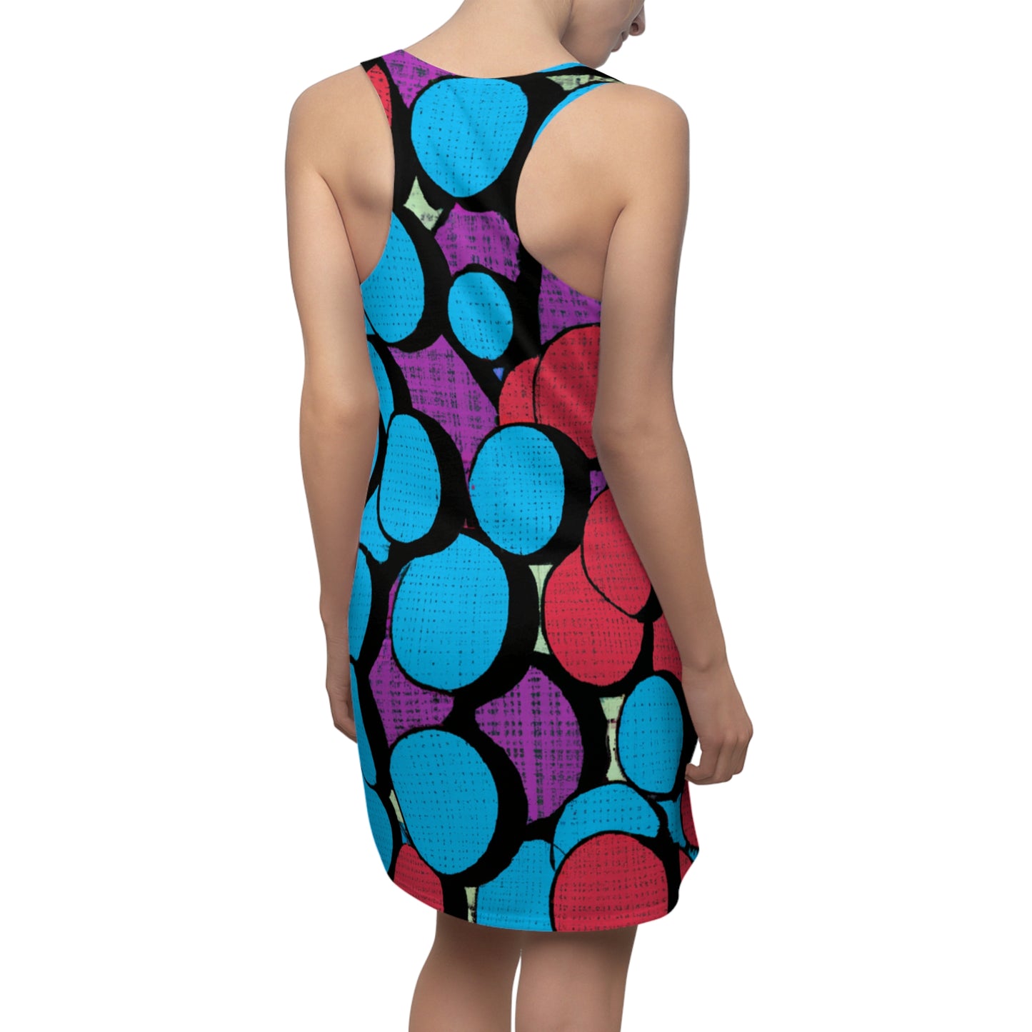 Cartoon Polka Dots RB - AI Art - Women's Cut & Sew Racerback Dress (AOP)