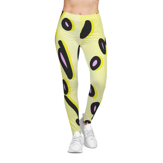 Lemon Black & Pink - AI Art - Women's Casual Leggings (AOP)