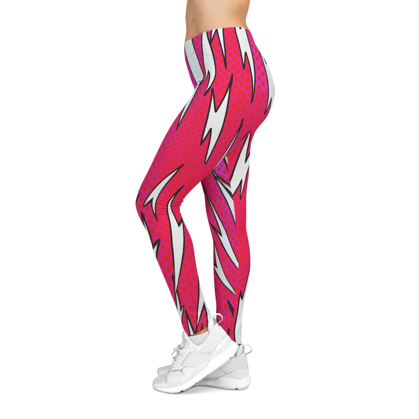 White Cherry Thunderbolts - AI Art - Women's Casual Leggings (AOP)