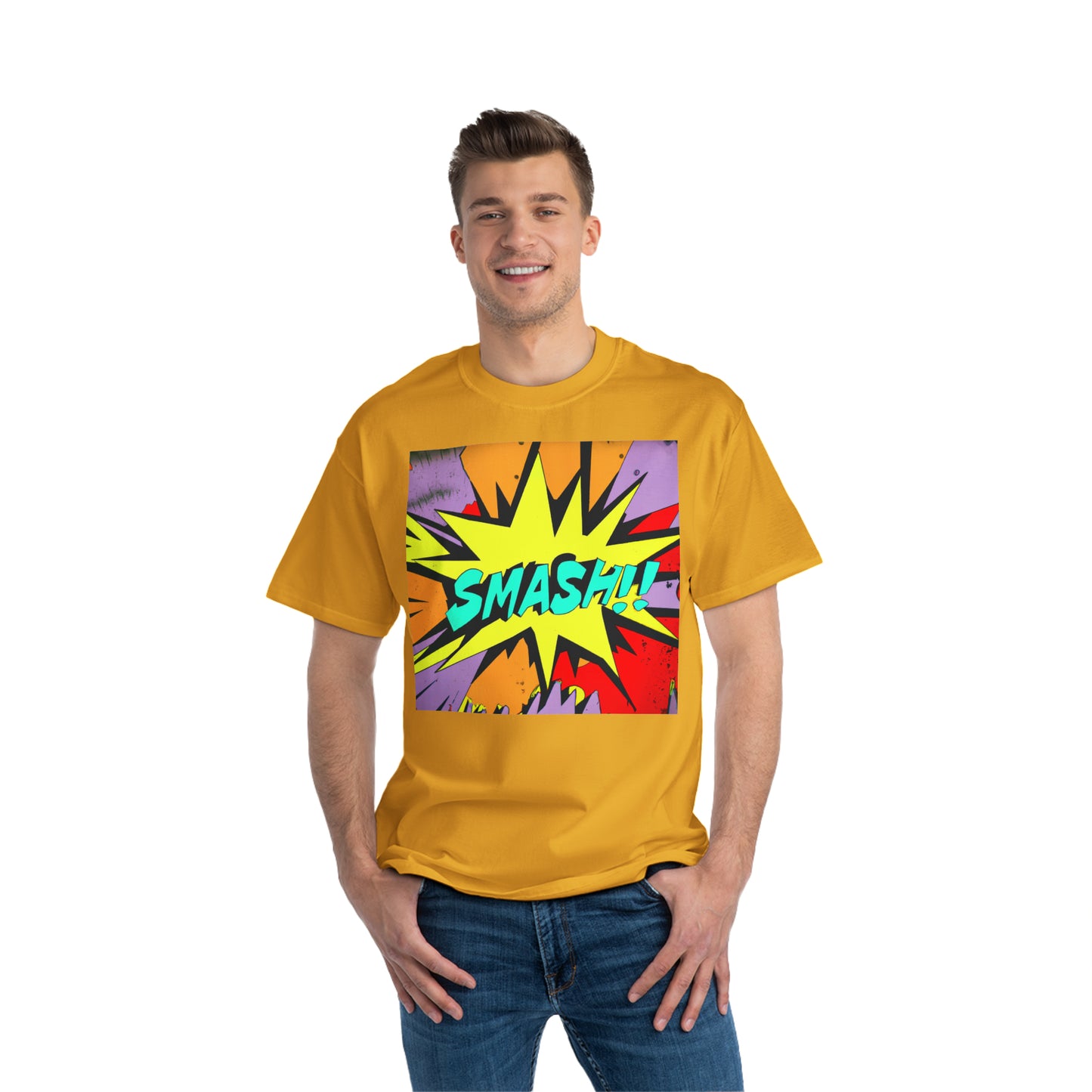 Smash Comic Logo - AI Art - Beefy-T®  Short-Sleeve T-Shirt (Sizes S-6XL, Multiple Shirt Colors Available)