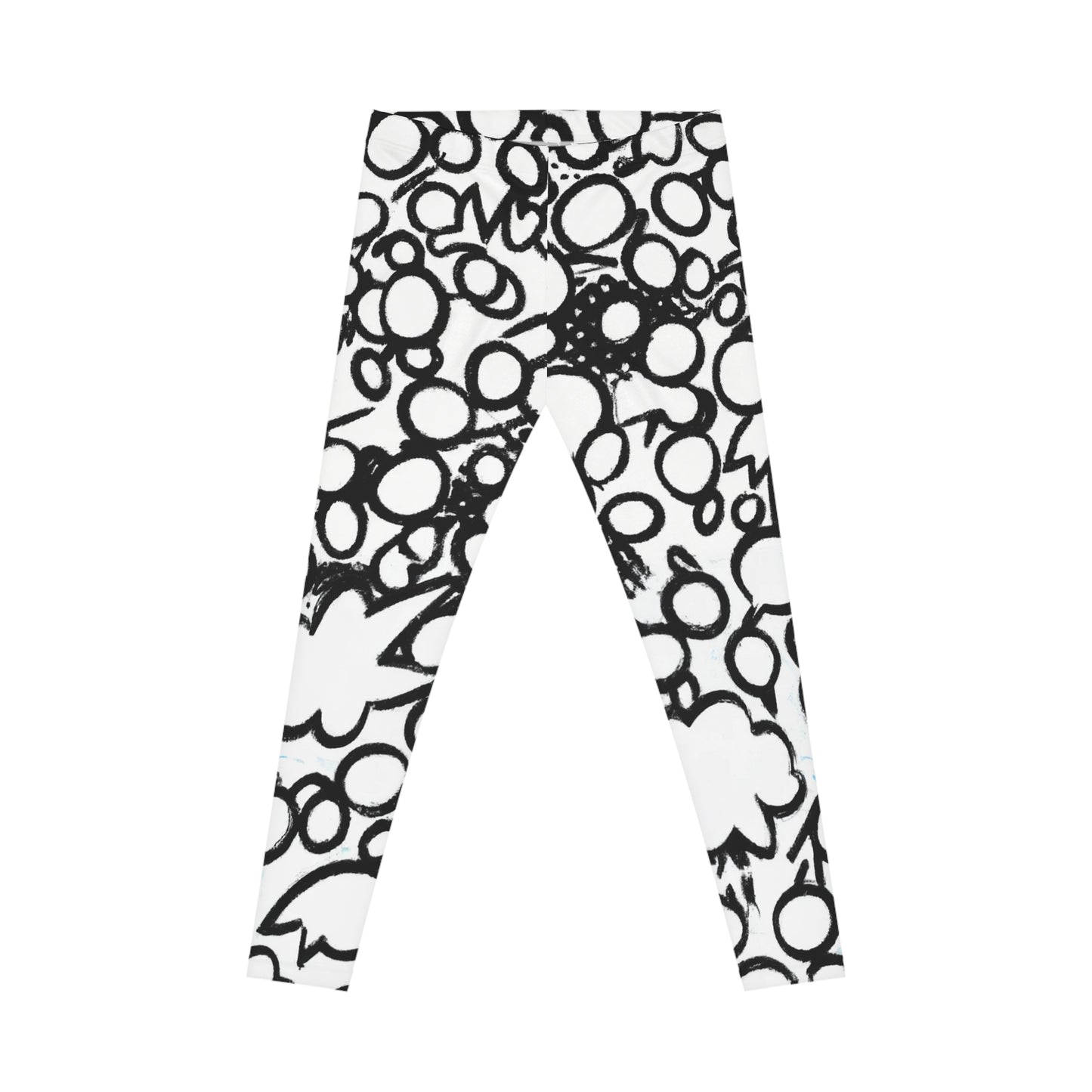 Black Crayon Circles - AI Art - Women's Casual Leggings (AOP)