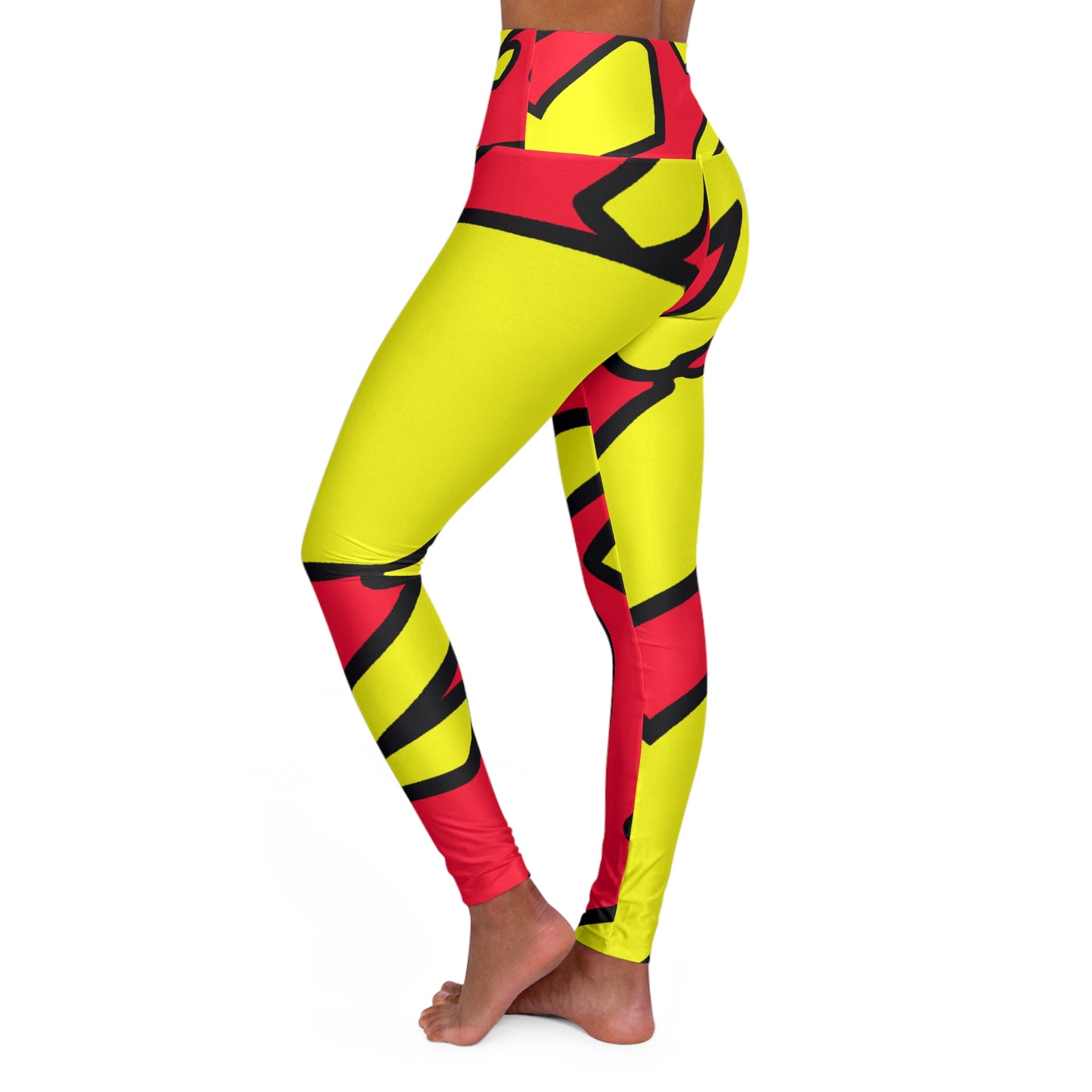 Mustard & Ketchup (Anime Style) - AI Art - High Waisted Yoga Leggings (AOP)