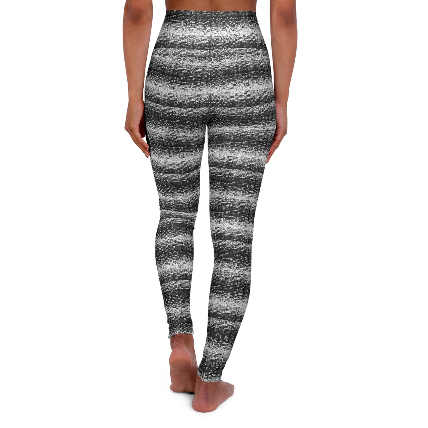 Old School TV Static - AI Art - High Waisted Yoga Leggings (AOP)