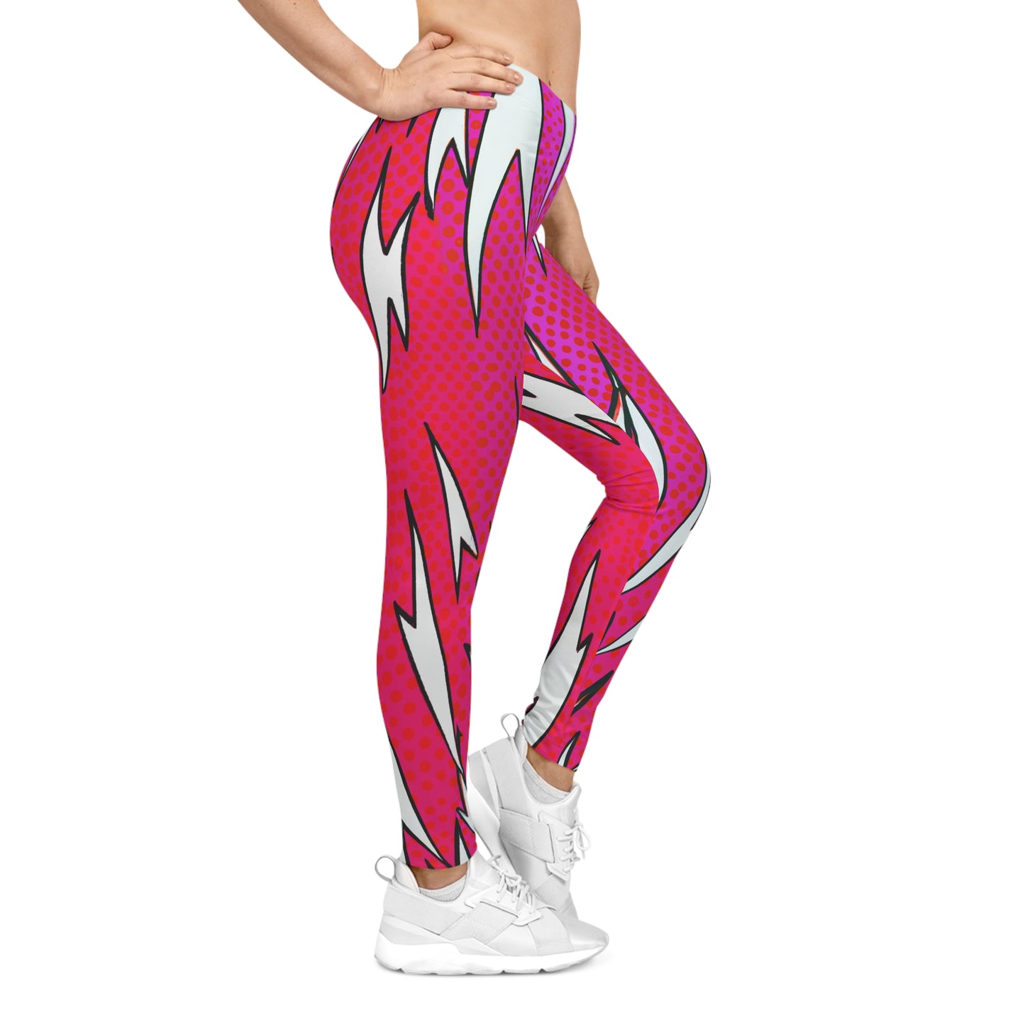 White Cherry Thunderbolts - AI Art - Women's Casual Leggings (AOP)