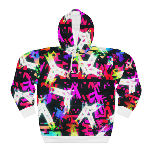 Neon Paintbrush (White Trim) - AI Art - Unisex Pullover Hoodie (AOP)