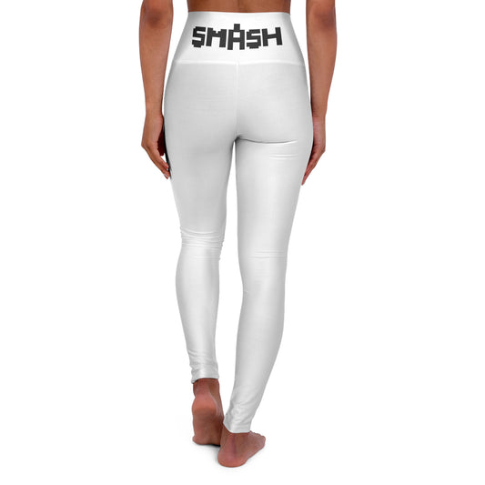 SMASH 8-bit Logo - AI Art - High Waisted Yoga Leggings