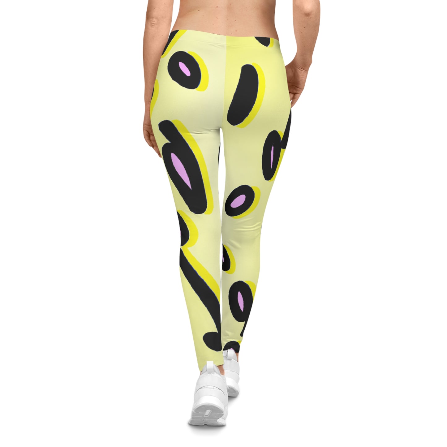 Lemon Black & Pink - AI Art - Women's Casual Leggings (AOP)