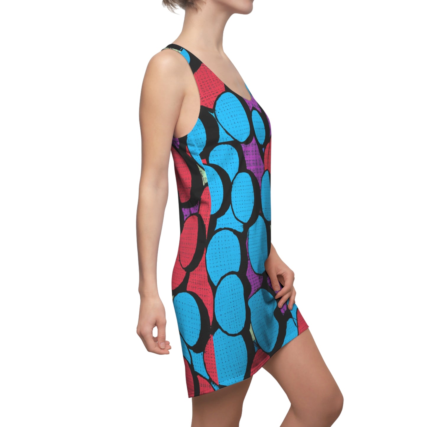 Cartoon Polka Dots RB - AI Art - Women's Cut & Sew Racerback Dress (AOP)