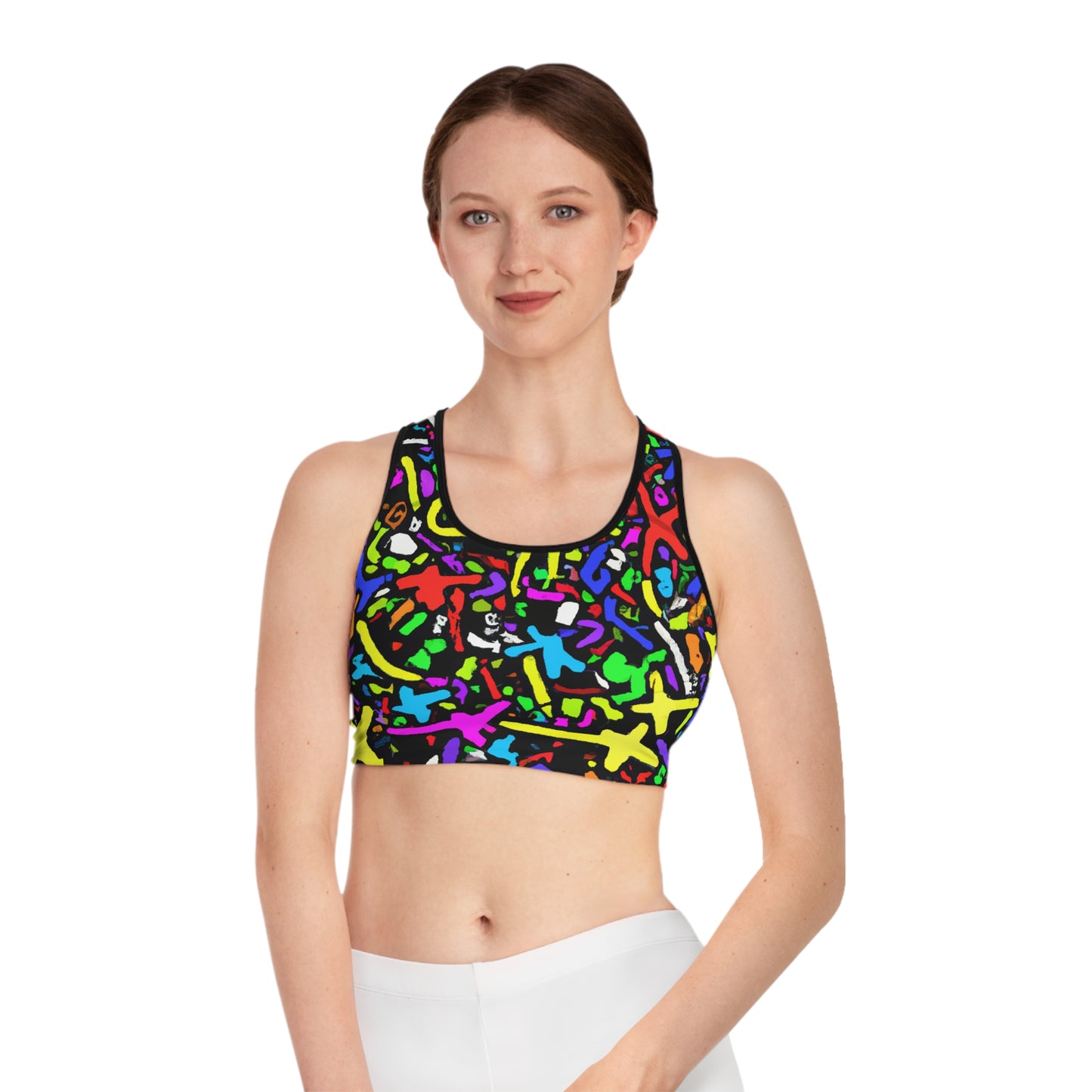 Cartoon Paint Splatter - AI Art - Sports Bra (AOP)