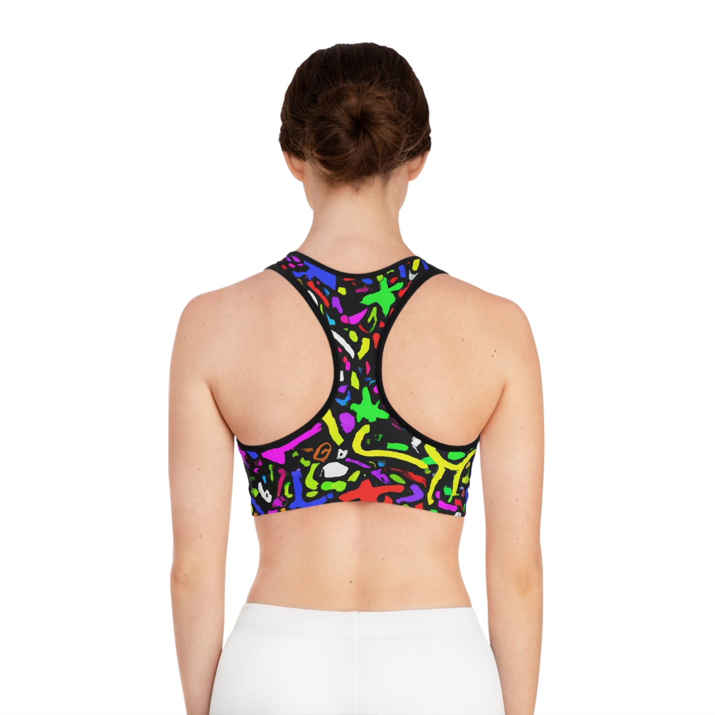 Cartoon Paint Splatter - AI Art - Sports Bra (AOP)