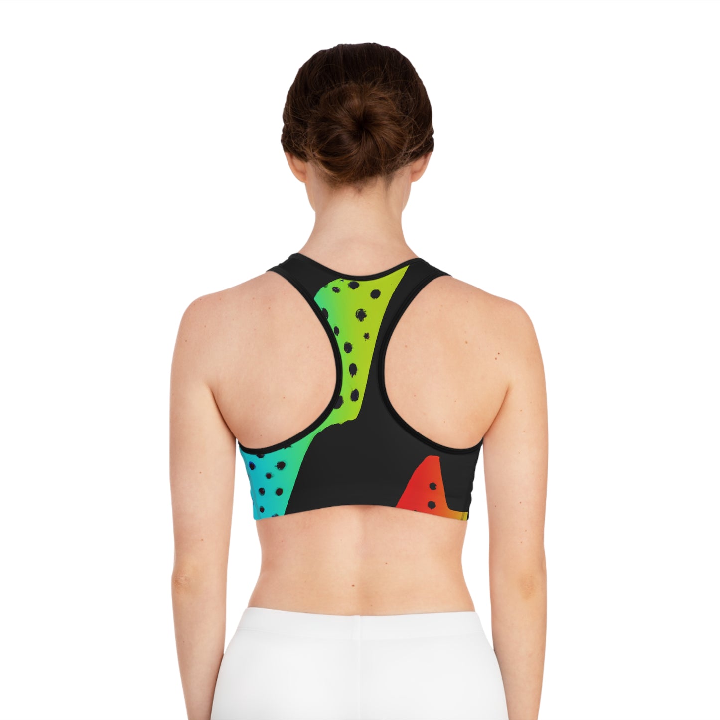 RGB Neon Comic Style w/ Polka Dots - AI Art - Sports Bra (AOP)