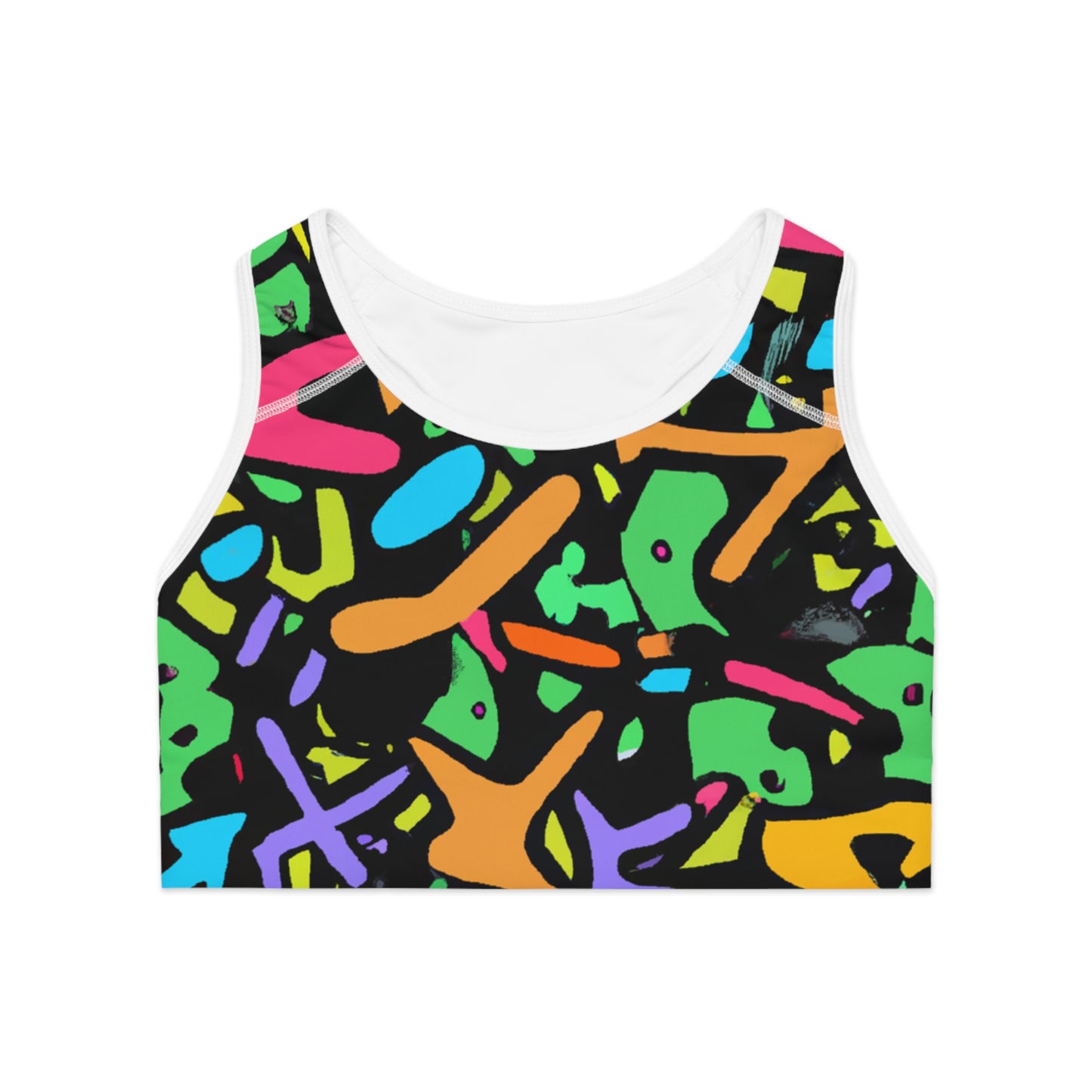 Green & Orange Comic Doodling - AI Art - Sports Bra (AOP)