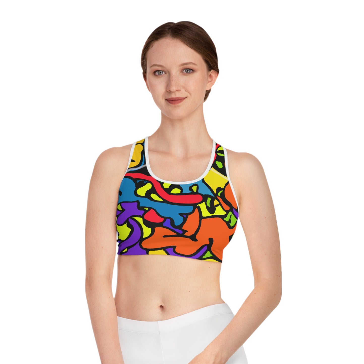 Cartoon Style Finger Paint - AI Art - Sports Bra (AOP)