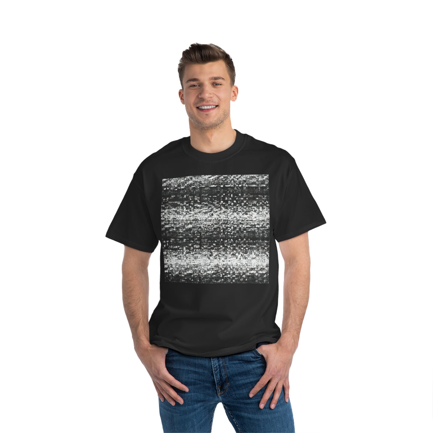 Old School TV Static - AI Art - Beefy-T®  Short-Sleeve T-Shirt (Sizes S-6XL, Choose from Black, White, & Grey Shirt Colors)